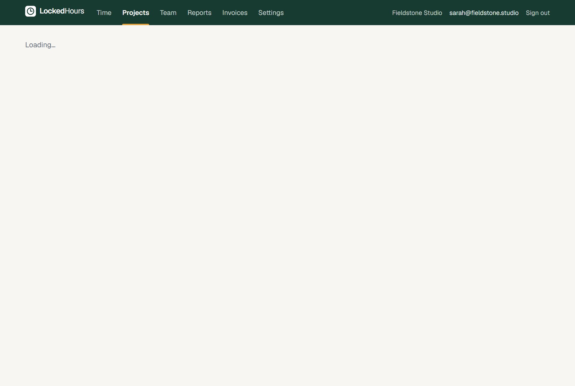 Project page with budget and hours by task